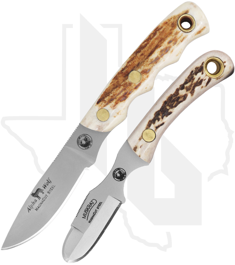 Knives of Alaska Alpha Wolf and Muskrat Combo 00375FG - Stag