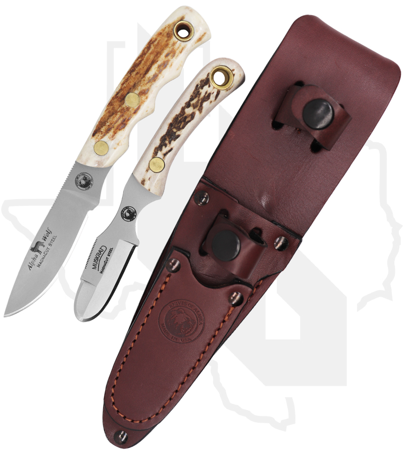 Knives of Alaska Alpha Wolf and Muskrat Combo 00375FG - Stag - Image 2