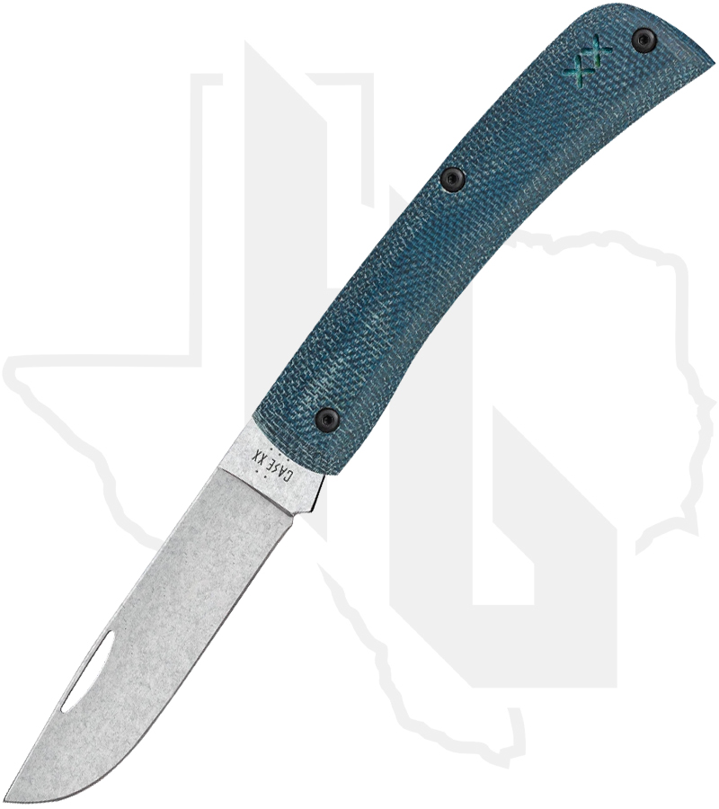 W.R. Case Sod Buster Jr 10808 - Blue Denim Canvas Laminate, W/ White G-10 Liner