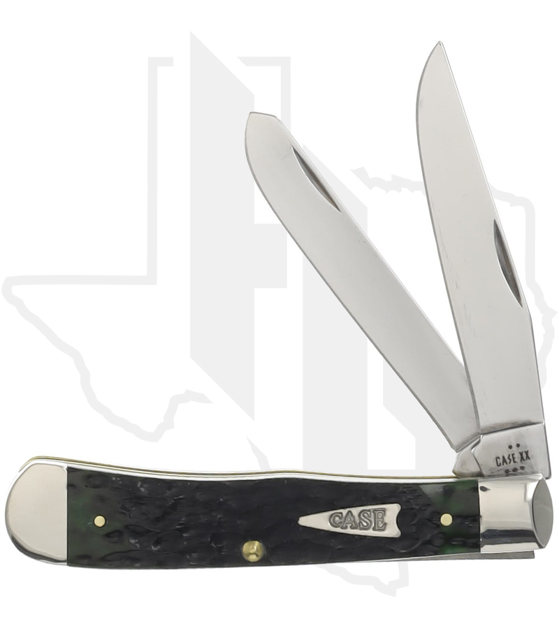 W.R. Case Trapper 10858 - Bermuda Green Bone, Jigged, W/ Cigar Box