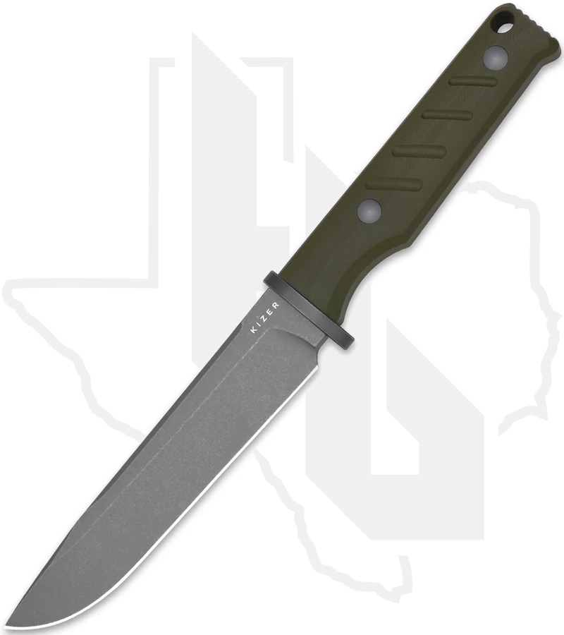Kizer Camp 180 1096A2 - Green G-10, Stonewash