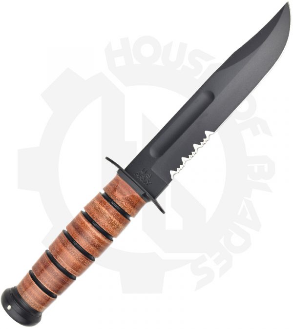 KA-BAR Army Fighting Utility Knife 1219 - Brown, Partially Serrated