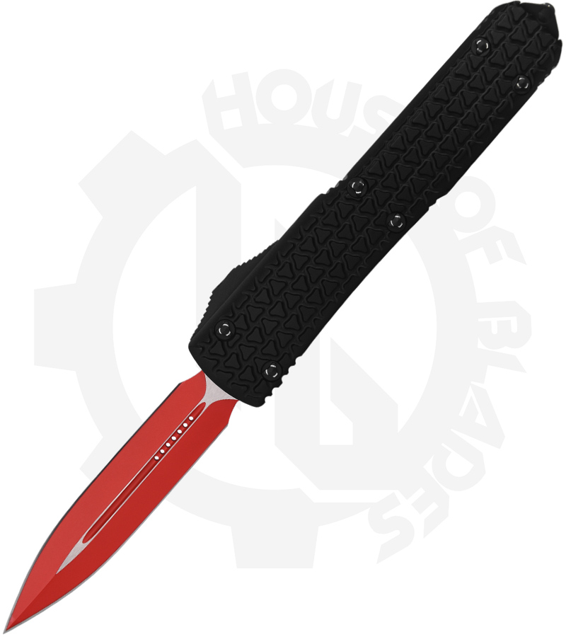 Microtech Sith Lord Ultratech 122-1SL - Black, Aluminum, Red Blade, Ringed Hardware