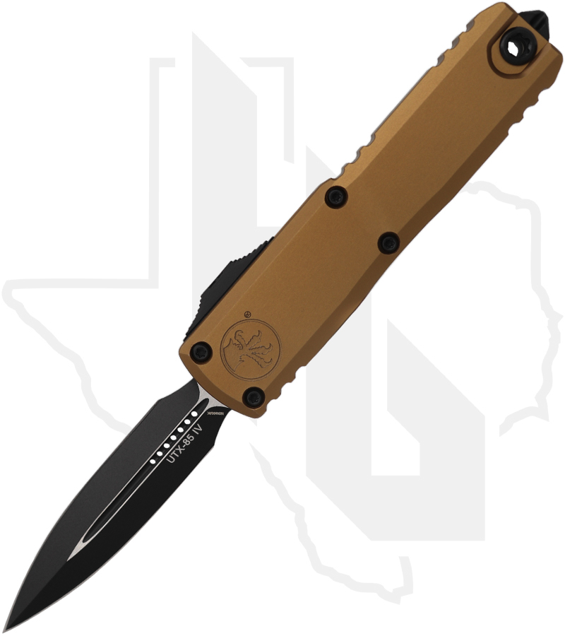 Microtech UTX-85 12324-1TA - Double Edge, Black Blade, Tan
