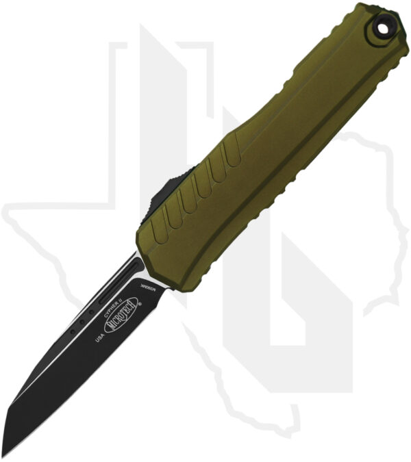 Microtech Cypher II 1241-1OD - Single Edge, Black Standard, OD Green