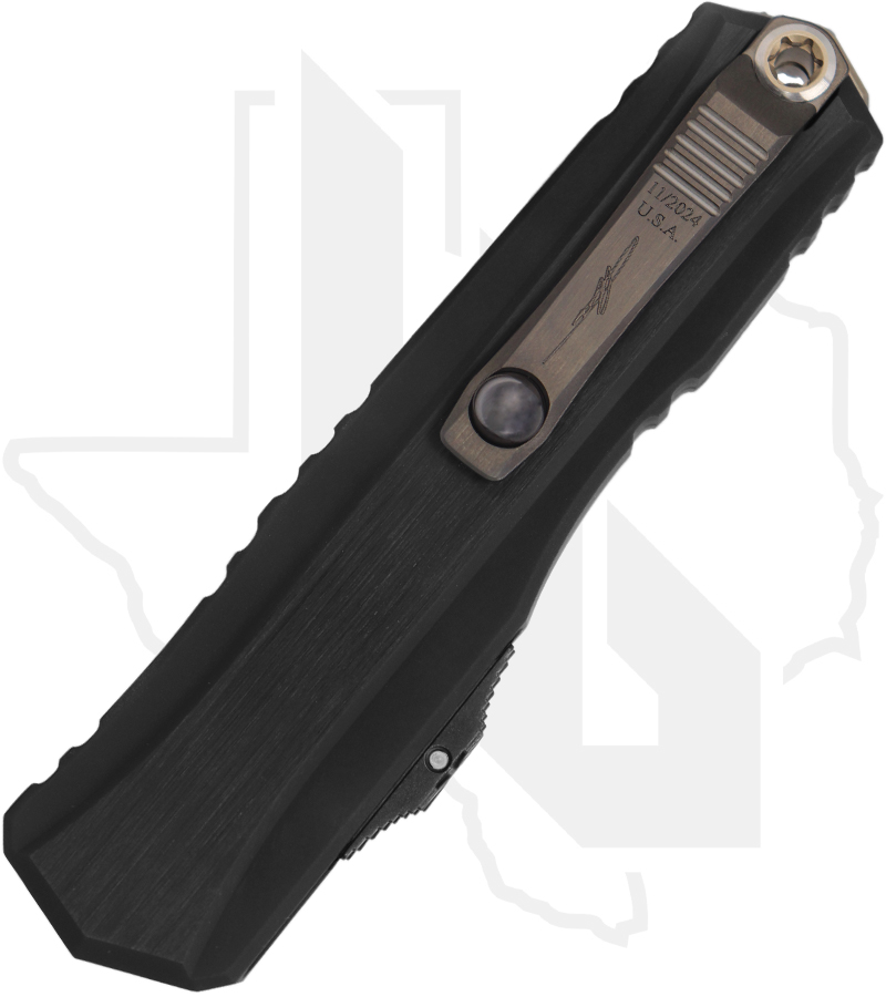 Microtech Cypher II 1242-16MS1 - Double Edge, Baker Forge Coppermai Damascus, DLC, Tridium Button - Image 2