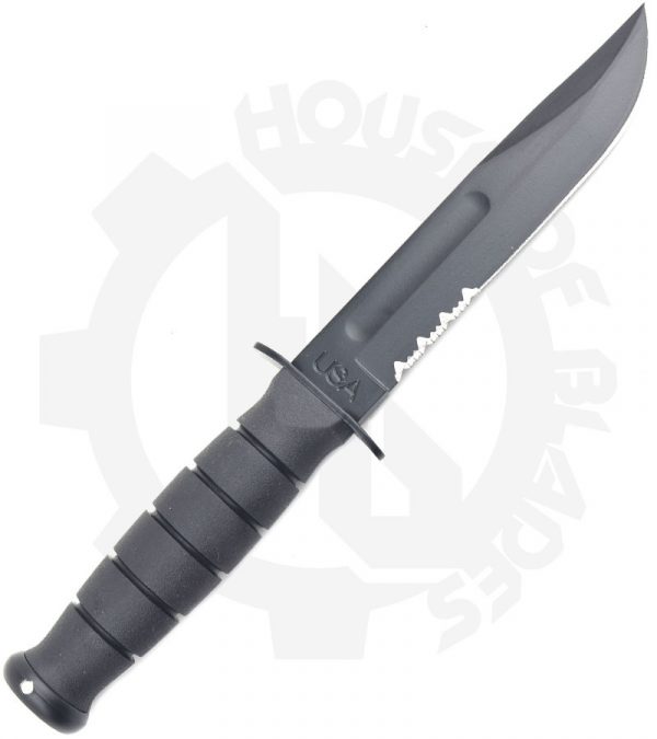 KA-BAR Short Fighting Utility Knife 1257 - Black, Partially Serrated