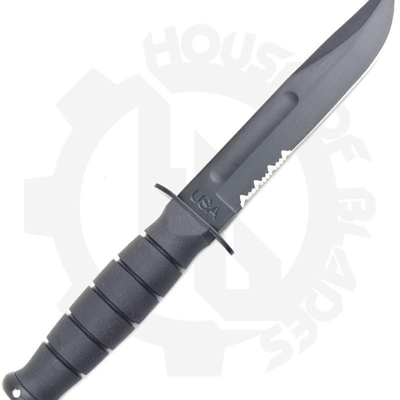 KA-BAR Short Fighting Utility Knife 1257 - Black, Partially Serrated