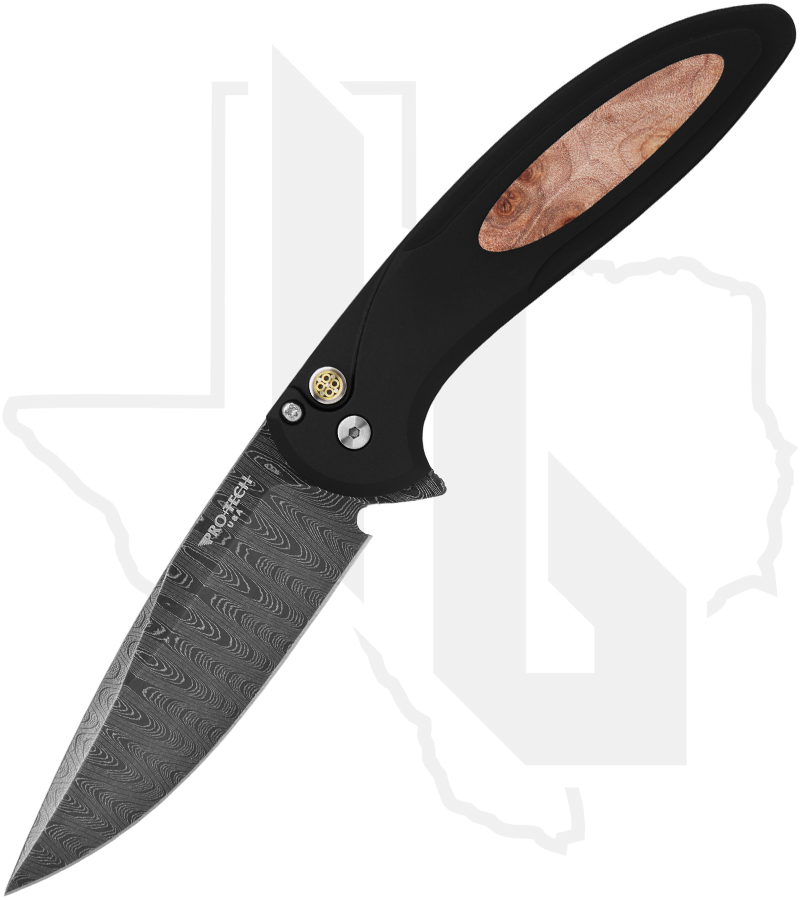 Protech Cambria Custom 2025-CAMBRIA-CUSTOM-005 - Maple burl inlay, Damascus
