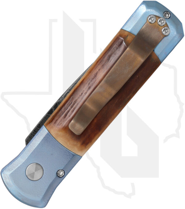 Protech Godson Custom 2025-GODSON-CUSTOM-004 - Bark, Blue Titanium, Damascus - Image 2