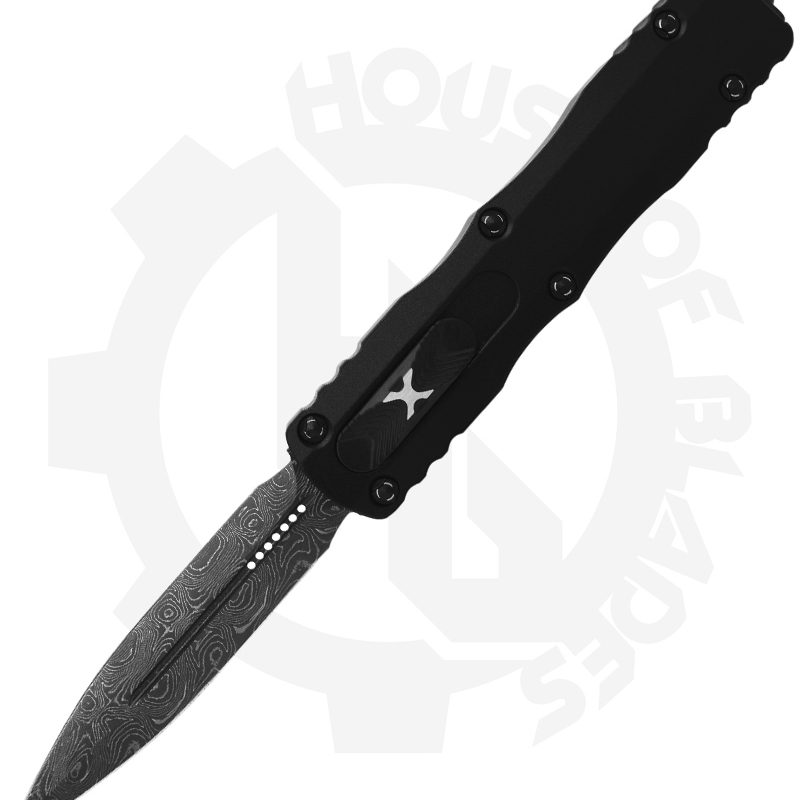 Microtech Dirac 225-16S - Double Edge, Damascus, Black