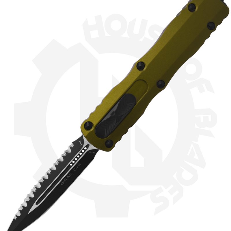Microtech Dirac 225-3OD - Double Edge, Fully Serrated, OD Green