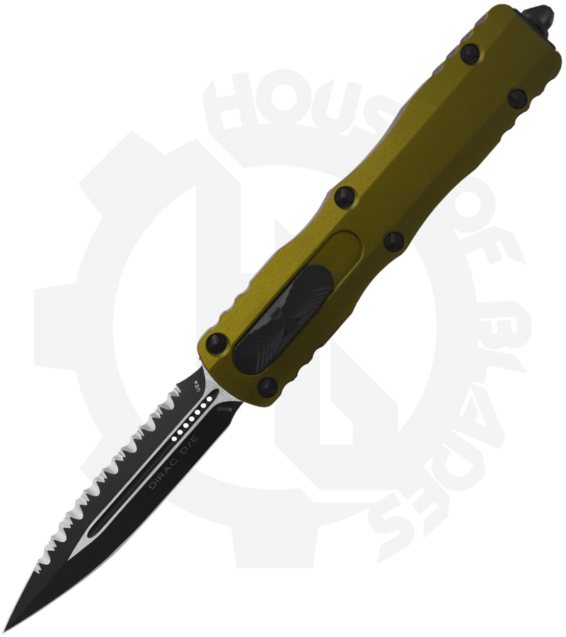 Microtech Dirac 225-3OD - Double Edge, Fully Serrated, OD Green