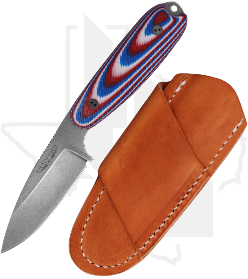 Bradford Knives Guardian 3.5 3.5S-125-MCHH - Red/ White/ Blue G-10, MagnaCutHH, Sabre Grind, Stonewash - Image 2