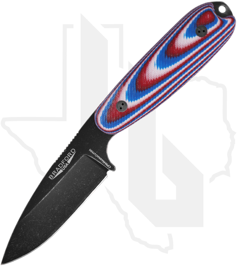 Bradford Knives Guardian 3.5 3.5S-125N-MCHH - Red/ White/ Blue G-10, MagnaCutHH, Sabre Grind, Nimbus