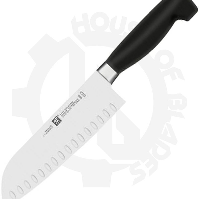 Zwilling J.A. Henckels 7 in. Santoku 31119-183 - Black, Hollow Edge