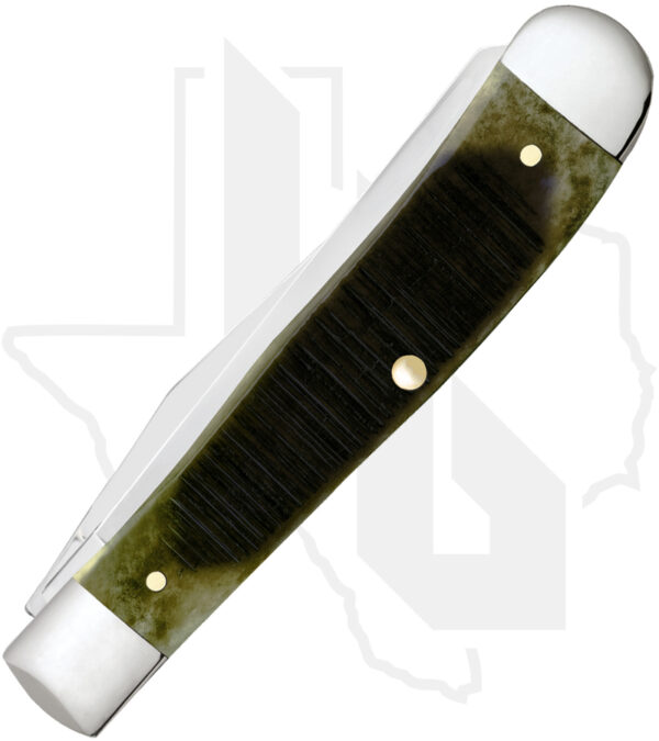 W.R. Case Trapper 39230 - Olive Green Bone Sawcut Jigged - Image 3