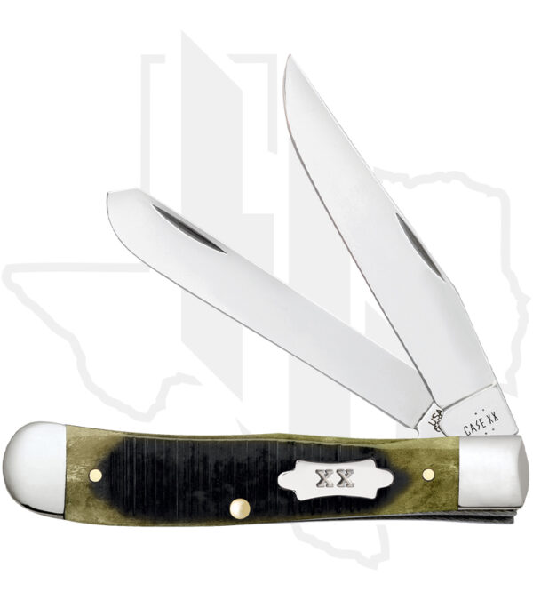 W.R. Case Trapper 39230 - Olive Green Bone Sawcut Jigged - Image 4