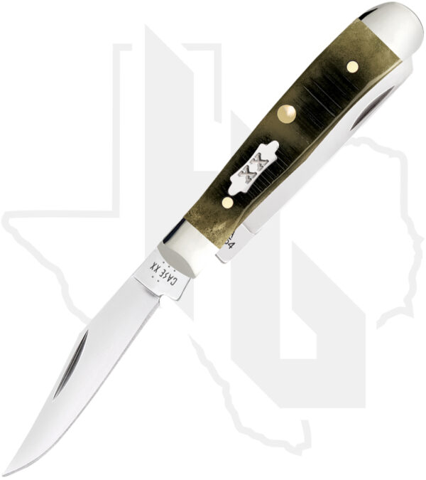 W.R. Case Tiny Trapper 39231 - Olive Green Bone Sawcut Jigged