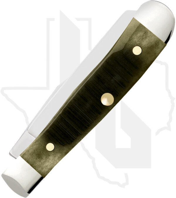 W.R. Case Tiny Trapper 39231 - Olive Green Bone Sawcut Jigged - Image 3