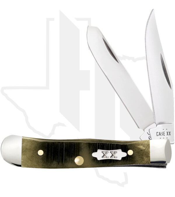 W.R. Case Tiny Trapper 39231 - Olive Green Bone Sawcut Jigged - Image 4