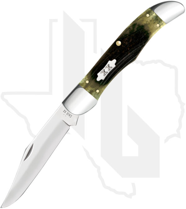 W.R. Case Folding Hunter 39234 - Olive Green Bone Sawcut Jigged