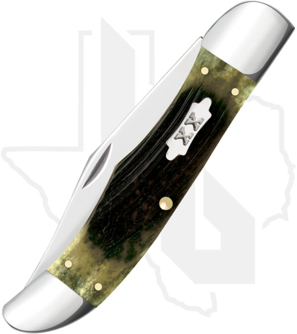 W.R. Case Folding Hunter 39234 - Olive Green Bone Sawcut Jigged - Image 2