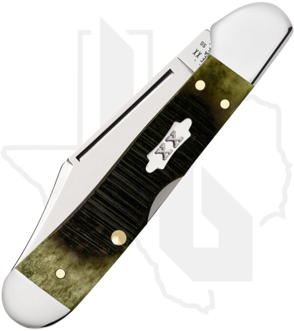 W.R. Case Mini Copperlock 39236 - Olive Green Bone Sawcut Jigged - Image 2