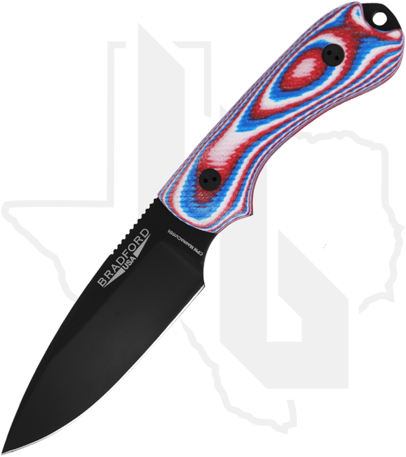 Bradford Knives Guardian 3 3FE-125B-MCHH - Red/ White/ Blue G-10, MagnaCutHH, False Edge Grind, DLC