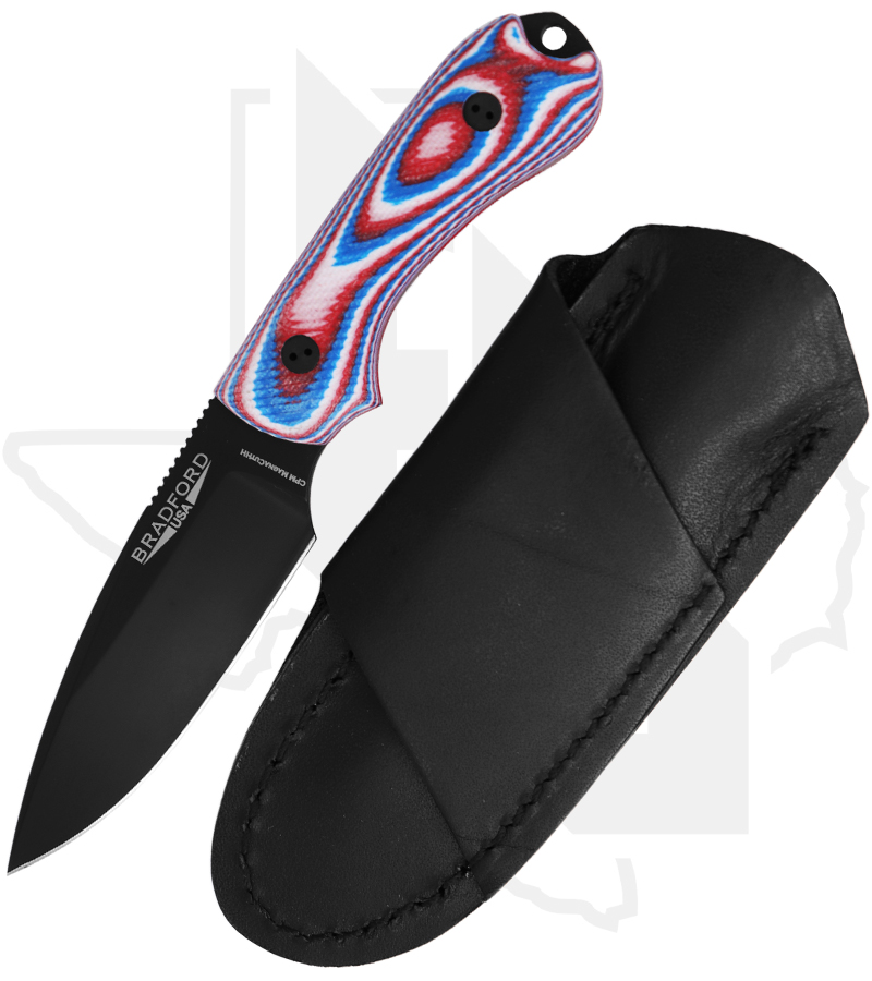 Bradford Knives Guardian 3 3FE-125B-MCHH - Red/ White/ Blue G-10, MagnaCutHH, False Edge Grind, DLC - Image 2