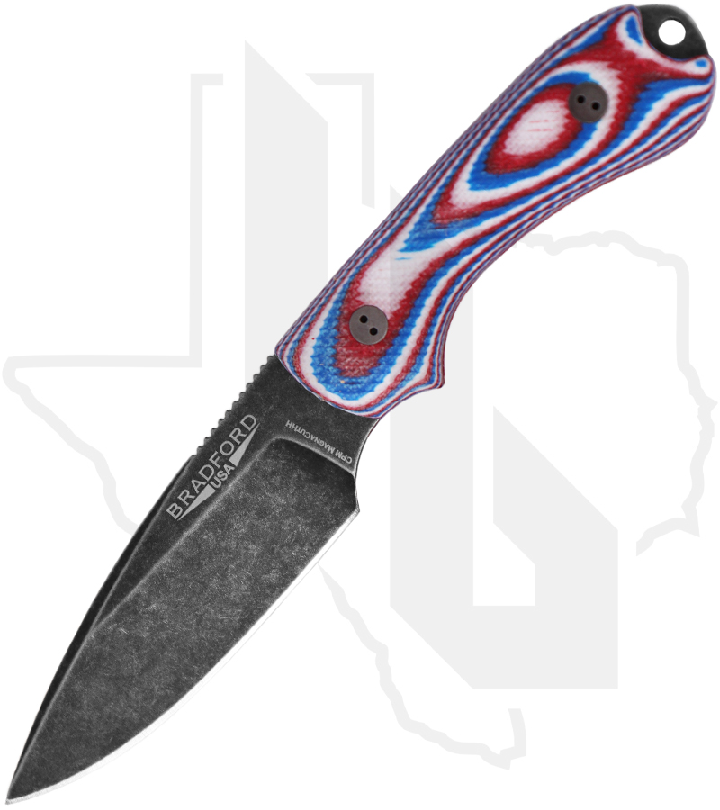 Bradford Knives Guardian 3 3FE-125N-MCHH - Red/ White/ Blue G-10, MagnaCutHH, False Edge Grind, Nimbus