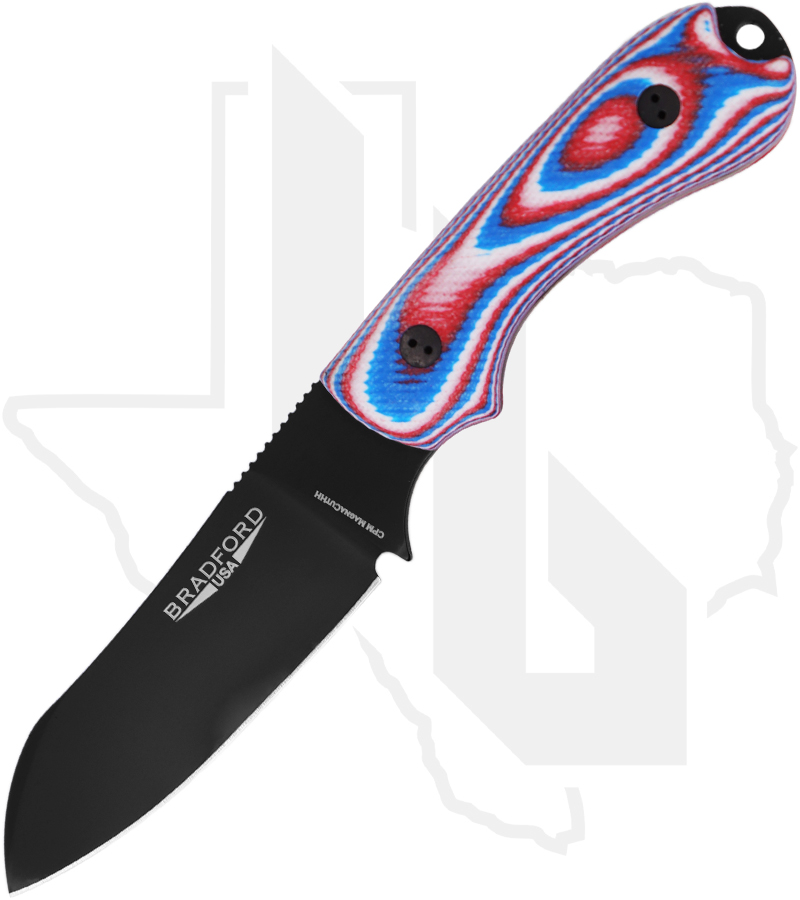 Bradford Knives Guardian 3 3SF-125B-MCHH - Red/ White/ Blue G-10, MagnaCutHH, Sheepsfoot Grind, DLC
