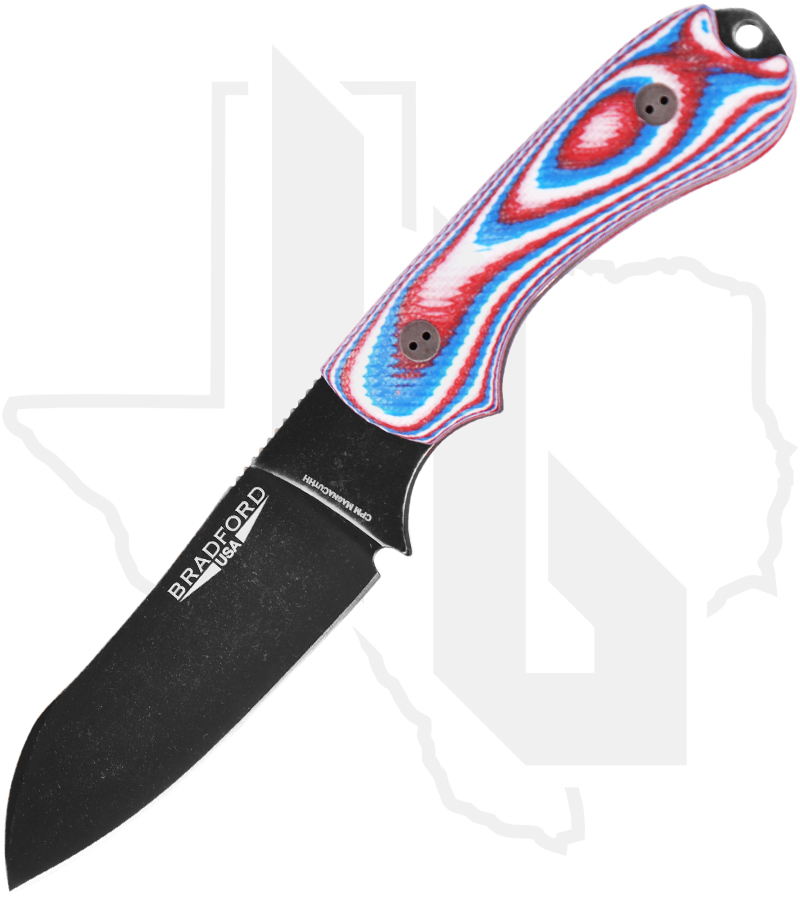 Bradford Knives Guardian 3 3SF-125N-MCHH - Red/ White/ Blue G-10, MagnaCutHH, Sheepsfoot Grind, Nimbus