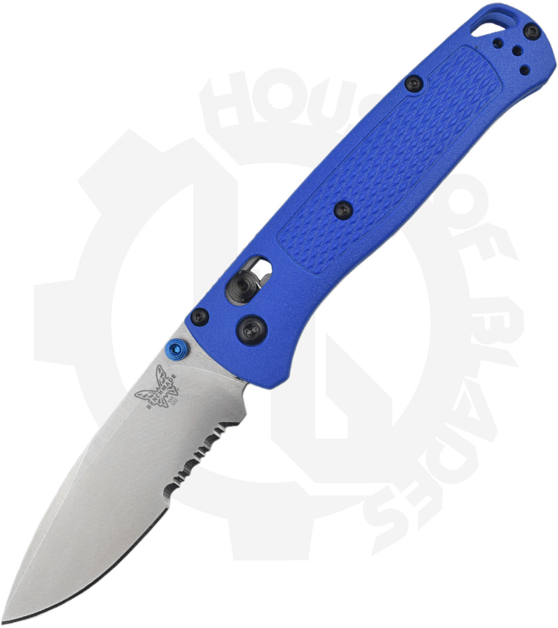 benchmade bugout 535s manual folding serrated knife blue