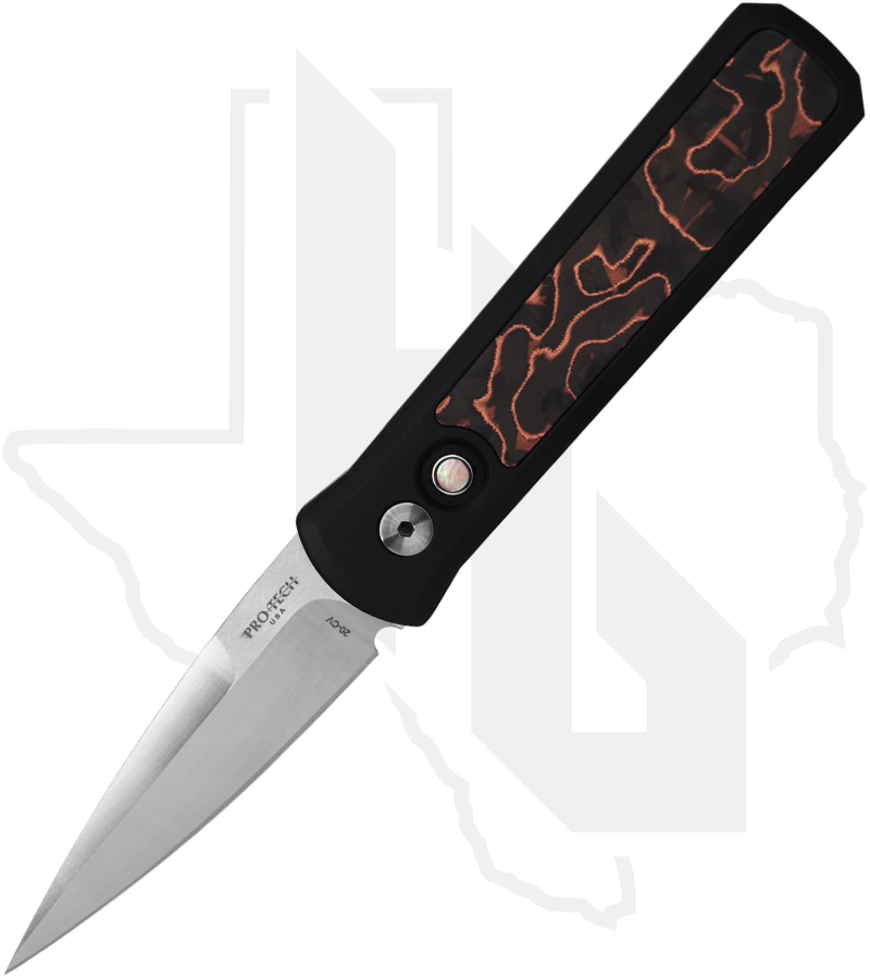 Protech Godson 7210-LIVEWIRE-20CV - Black, Livewire Copper Carbon Fiber Inlay, Satin