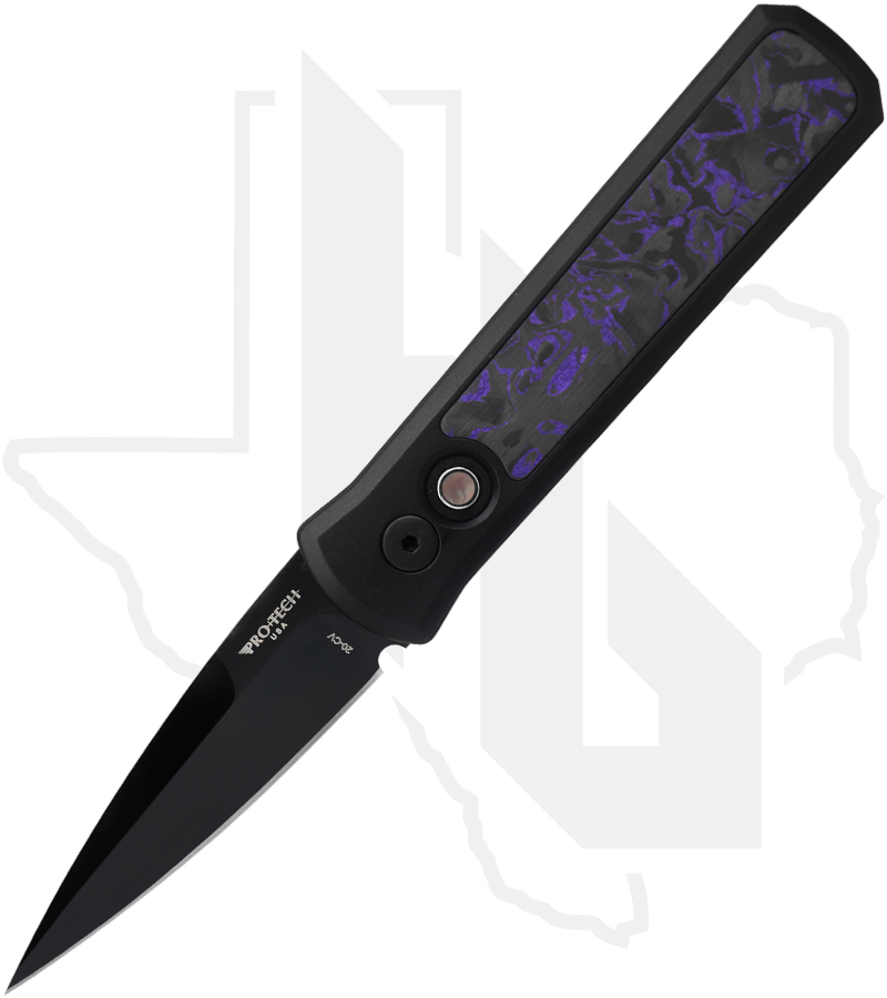Protech Godson 7214-VIOLET-CF - Violet Marble Carbon Fiber Inlay, DLC, Abalone Button