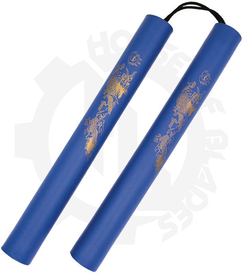 Master Cutlery Nunchaku 801-BL - Blue, Gold Dragon, Foam