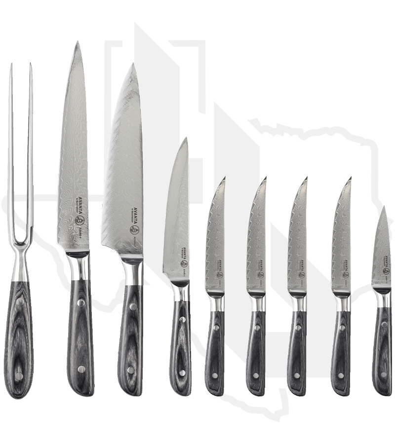 Messermeister Avanta Damascus 10 pc Block Set AD800-10S - Ebony Pakkawood - Image 2