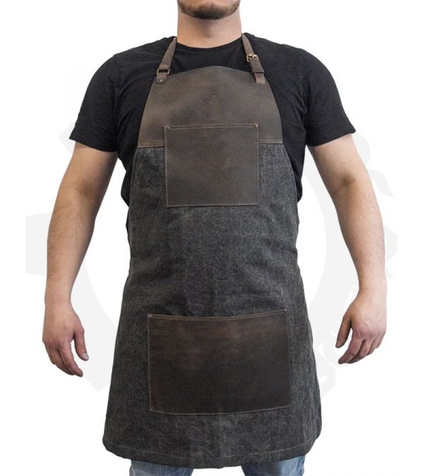 BeaverCraft Brown canvas with Leather Whittling Apron AP4