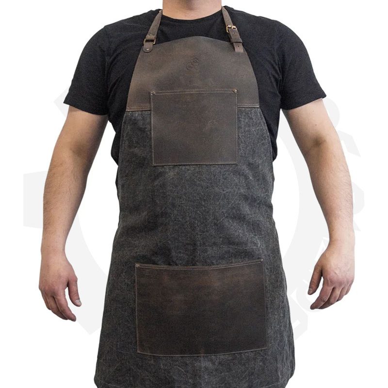 BeaverCraft Brown canvas with Leather Whittling Apron AP4