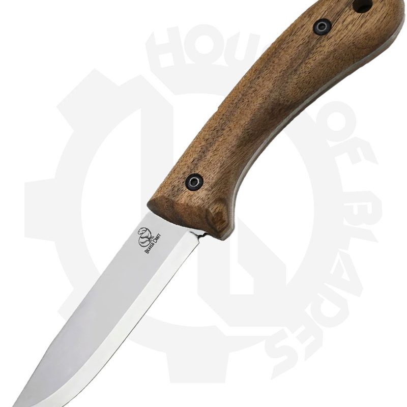 BeaverCraft Carbon Steel Full Tang Bushcraft Knife Walnut Handle with Leather Sheath BSH2