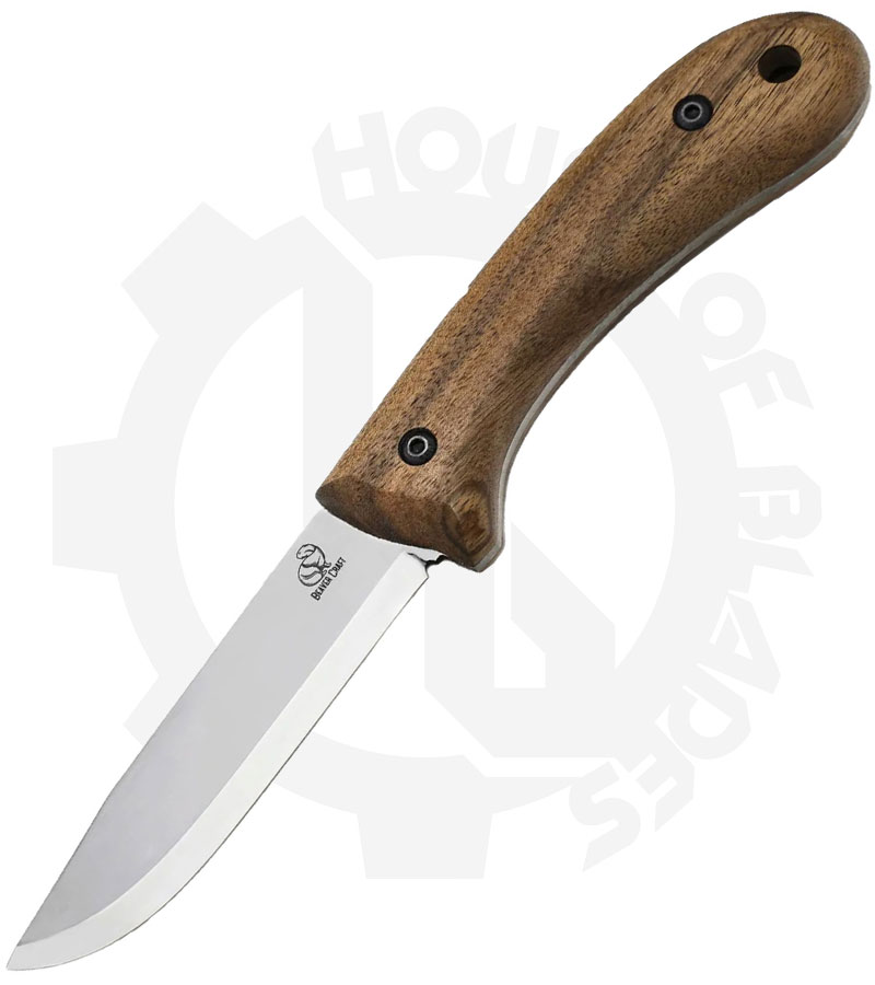 BeaverCraft Carbon Steel Full Tang Bushcraft Knife Walnut Handle with Leather Sheath BSH2