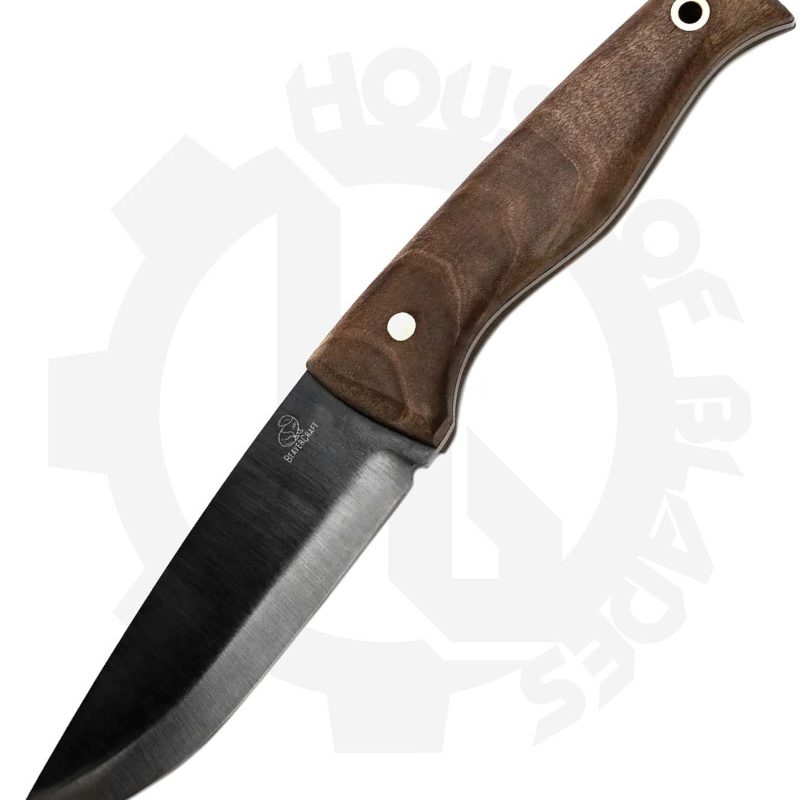 BeaverCraft Carbon Steel Blued-Blade Bushcraft Knife Walnut Handle with Leather Sheath BSH3