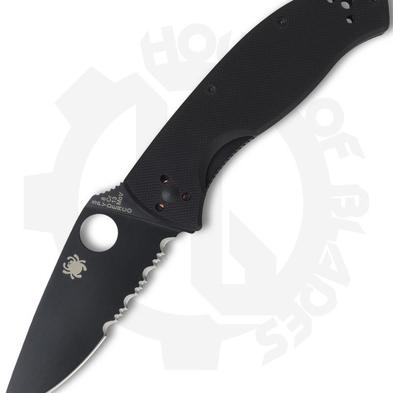 Spyderco Tenacious C122GBBKPS - Black, G-10 Partial Serrated