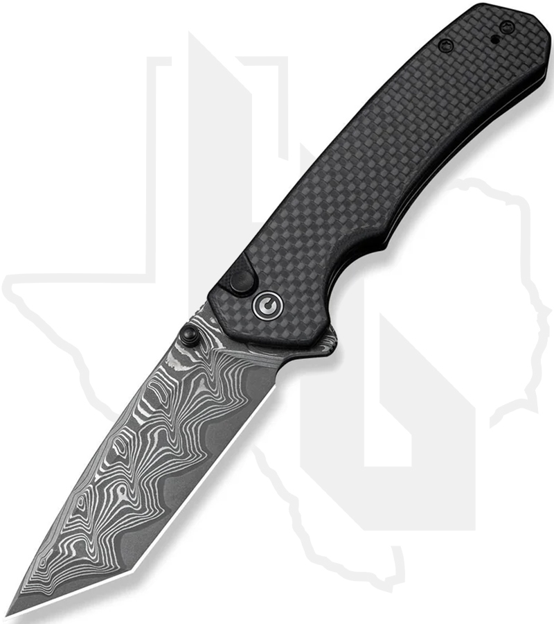 CIVIVI Button Lock Brazen C19059C-DS1 - Carbon Fiber, Damascus