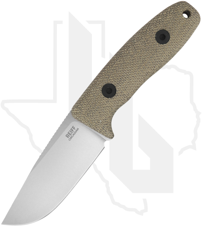 REIFF Knives Circadian CC119GCMBLKA - Clip Point, Stonewash, Green Micarta