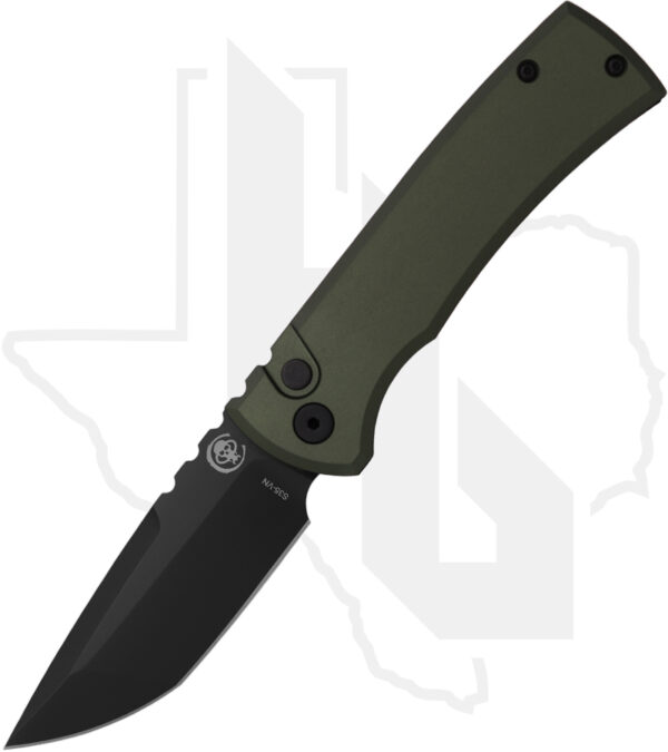 Chaves Knife and Tool Redencion CK-1A10-2G3F-6D2 - Green Aluminum, DLC, Tanto Edge