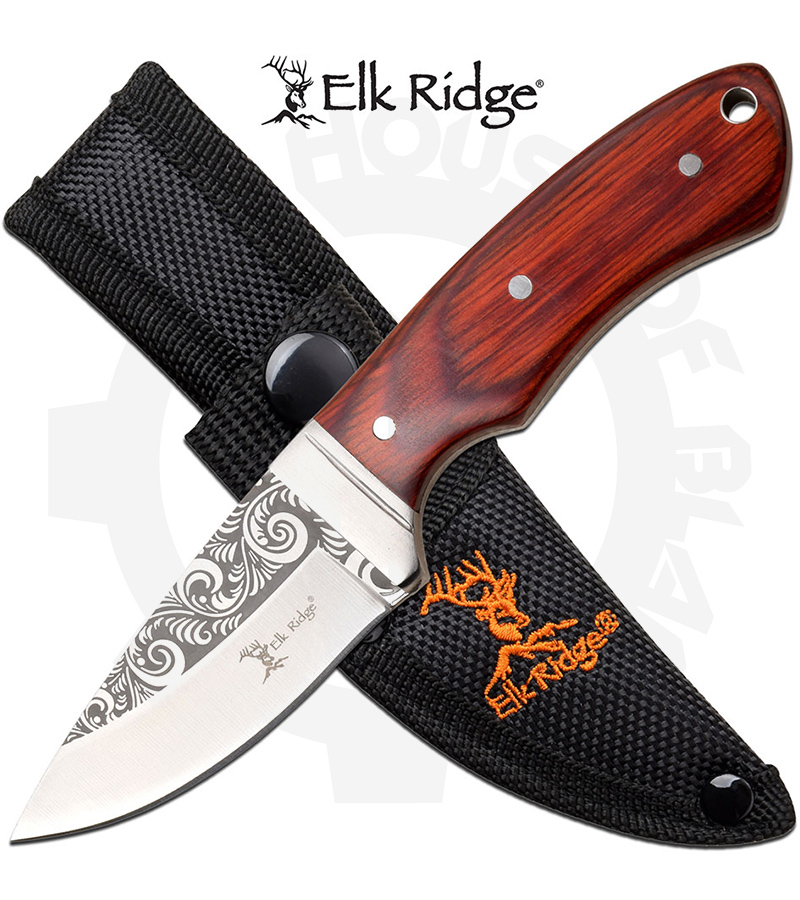 Elk Ridge Fixed Blade Knife ER-200-18WD - Pakka Wood Handle