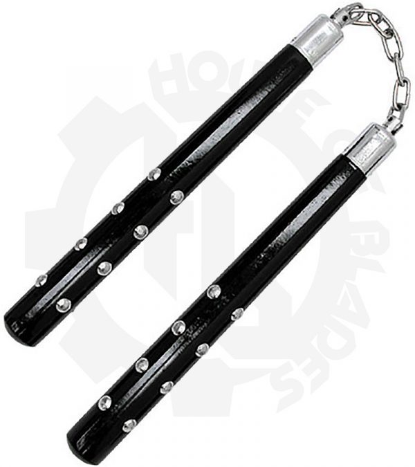 Master Cutlery Nunchaku HP1001-ST - Wood, Metal Studded, Chain Link