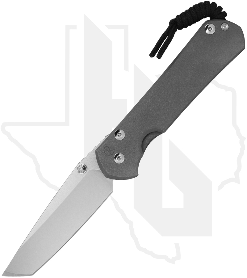 Chris Reeve Knives Large Sebenza 31 L31-1010-004 - Plain, Tanto, Sandblasted, Silver Hardware, Stonewashed